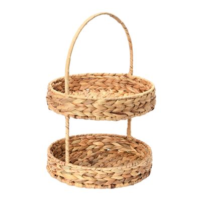 Household Essentials Water Hyacinth 2-Tier Tray, Natural
