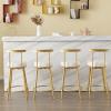 Bar Stools Dining Chair Premium Pu Leather Bar Stools Set of 4, 25.6" Counter Height Backless Upholstered Kitchen Counter Stool Barstool Breakfast Dining Island Chair view 1