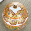 ZHOUXIAO Ceramic Tea Canister Ginger Jars with Sealing Lid, Gold Accent Enamel Porcelain Storage Jar Containers Kitchen Counter Tea Caddy Loose Tea Storage Container for Coff red view 2