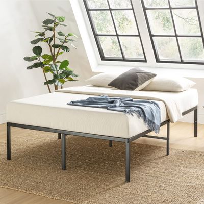 Best Price Mattress 16 Inch Metal Platform Bed Frame, Heavy Duty Steel Slats, Black, Full (SPSC-16BK-F)