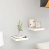 QZZCED Floating Shelves,Wall Storage Shelves,Wall Mounted Shelf Organizer Unit Display Shelf,Invisible Mounting System,Awards,Book,Collectibles,Ornaments,2 pcs Oak and White 9.1"x9.3"x1.5" MDF view 1