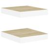 QZZCED Floating Shelves,Wall Storage Shelves,Wall Mounted Shelf Organizer Unit Display Shelf,Invisible Mounting System,Awards,Book,Collectibles,Ornaments,2 pcs Oak and White 9.1"x9.3"x1.5" MDF view 2