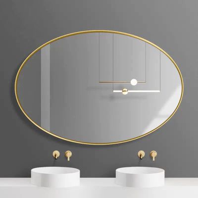 15.7"x23.6" Contemporary Black/Gold Framed Oval Wall Mirror | Large Modern Bathroom Mirror for Vanity, Bedroom, Dresser, Mount Horizontally Or Vertically (Color : Gold, Size : 40x60cm/15.7x23.6in)