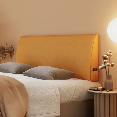 ZZYK Upholstered Bed Headboard Backrest Reading Pillow Large Bolster Soft Case Removable Lumbar Cushion Full Size for Day Bed Bunk Home Bedroom Decorative,Yellow,Straps 70.8"/180cm