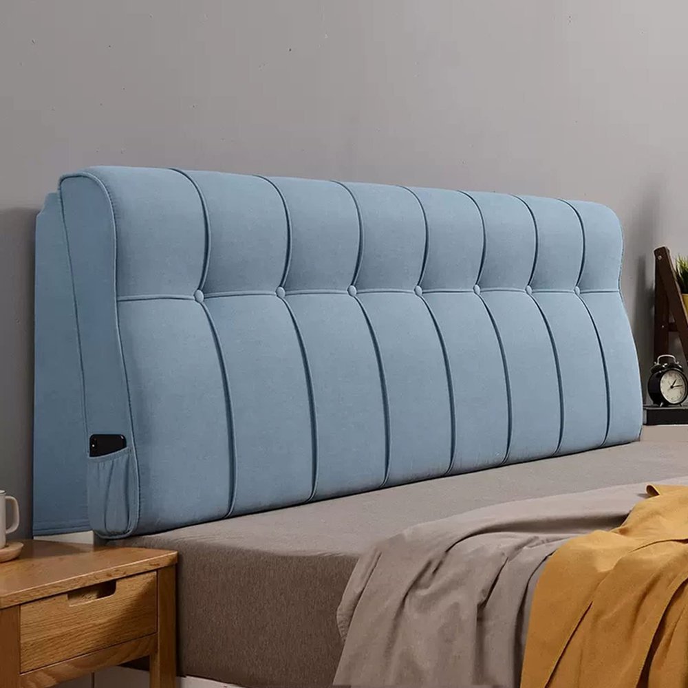 ZZYK Soft Reading Pillow Pregnancy Body Pillows Suitable for Sleeping Large Rest Headboard Backrest Removable Cover for Watching TV and Playing Games,Blue,Straps 78.7"/200cm