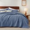 Bedsure Quilts Twin Size - Lightweight Bedspreads Twin Size with Basket Weave Pattern, Soft Quilt Bedding Set, Mineral Blue Comforter Set Coverlet for All Seasons with 1 Pillow Sham (68" x 86") view 2