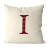 Rebbygena Red Black Buffalo Plaid Christmas Monogram Alphabet I Christmas Throw Pillow Covers 20x20 Farmhouse Cotton Linen ChristmasAccent Pillows Case Cover for Couch view 1