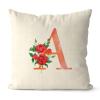 Red Floral Alphabet Letter A Funny Throw Pillow Covers 20x20 Custom Family Monogram Farmhouse Christmas Pillow Case Cotton Linen for Couch Sofa Home Decor view 1