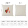 Red Floral Alphabet Letter A Funny Throw Pillow Covers 20x20 Custom Family Monogram Farmhouse Christmas Pillow Case Cotton Linen for Couch Sofa Home Decor view 2