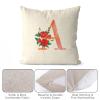 Red Floral Alphabet Letter A Funny Throw Pillow Covers 20x20 Custom Family Monogram Farmhouse Christmas Pillow Case Cotton Linen for Couch Sofa Home Decor view 3