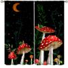 Mushroom Curtains,Dream Forest Plants Beautiful Moon Animals Snails Printed Curtains Home Bedroom Living Room Kitchen Blackout Curtains 63x63in view 1