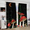 Mushroom Curtains,Dream Forest Plants Beautiful Moon Animals Snails Printed Curtains Home Bedroom Living Room Kitchen Blackout Curtains 63x63in view 4