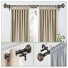 1 Inch Double Curtain Rods 72 to 144 Inches (6 to 12 ft), USFOOK Black Drapery Rods for Windows 69 to 140 Inches, Telescoping Dual Curtain Rod with Woven Leaf Finials view 4