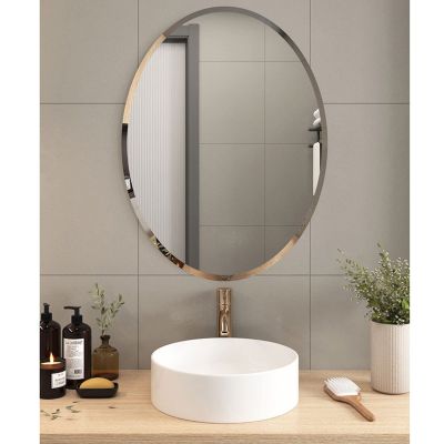 YFZNWHX Frameless Oval Bathroom Mirror, Wall Mirror, Modern Bevelled Edge Decorative, HD Explosion-Proof Vanity Mirror, Hung Vertically Or Horizontally (Size : 60X80cm)