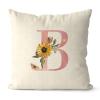 Rebbygena Farmhouse Christmas Pillow Covers 20x20 Sunflower Pink Marble Initial B Cotton Linen Throw Pillow Covers Decorative Home Decor Square Floral Monogram Cushion Case for Couch view 1