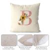 Rebbygena Farmhouse Christmas Pillow Covers 20x20 Sunflower Pink Marble Initial B Cotton Linen Throw Pillow Covers Decorative Home Decor Square Floral Monogram Cushion Case for Couch view 3