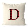 Rebbygena Red Black Buffalo Plaid Christmas Monogram Alphabet D Christmas Throw Pillow Covers 20x20 Farmhouse Cotton Linen Personalized MonogramAccent Pillows Case Cover for Couch view 1