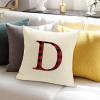 Rebbygena Red Black Buffalo Plaid Christmas Monogram Alphabet D Christmas Throw Pillow Covers 20x20 Farmhouse Cotton Linen Personalized MonogramAccent Pillows Case Cover for Couch view 4