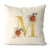 Rebbygena Farmhouse Christmas Pillow Covers 20x20 Elegant Rose Gold Initial Letter M Cotton Linen Throw Pillow Covers Decorative Home Decor Square Floral Monogram Cushion Case for Couch view 1