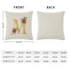 Rebbygena Farmhouse Christmas Pillow Covers 20x20 Elegant Rose Gold Initial Letter M Cotton Linen Throw Pillow Covers Decorative Home Decor Square Floral Monogram Cushion Case for Couch view 2