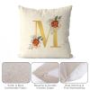 Rebbygena Farmhouse Christmas Pillow Covers 20x20 Elegant Rose Gold Initial Letter M Cotton Linen Throw Pillow Covers Decorative Home Decor Square Floral Monogram Cushion Case for Couch view 3