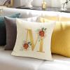 Rebbygena Farmhouse Christmas Pillow Covers 20x20 Elegant Rose Gold Initial Letter M Cotton Linen Throw Pillow Covers Decorative Home Decor Square Floral Monogram Cushion Case for Couch view 4