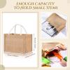 Cunno 12 Pcs Burlap Tote Bag Mini Jute Reusable Bag with Handles Small Blank Canvas Gift Waterproof for Wedding Beach DIY(Classic Style,9.06 x 5.12 x 6.3) view 3