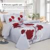 Anibedding Floral Quilt Set King Size,Elegant Red Floral Printed Bedspread Coverlet 3 Pieces Soft Microfiber Bedding Set with 2 Pillowcases for All Season(104"90") view 2