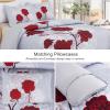 Anibedding Floral Quilt Set King Size,Elegant Red Floral Printed Bedspread Coverlet 3 Pieces Soft Microfiber Bedding Set with 2 Pillowcases for All Season(104"90") view 4