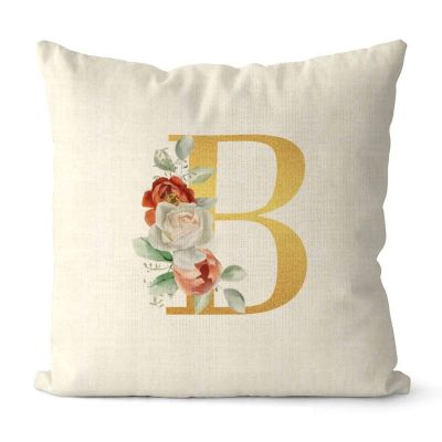 Rebbygena Elegant Rose Gold Initial Letter B Christmas Throw Pillow Covers 20x20 Farmhouse Cotton Linen Custom InitialsAccent Pillows Case Cover for Couch