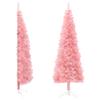 FAMIROSA 4 ft Slim Artificial Half Christmas Tree with Stand Half- Round Faux Holiday Xmas Tree with 80 PVC Branches Tips for Home Office Party Decorations,4 x 1 ft,Pink view 2
