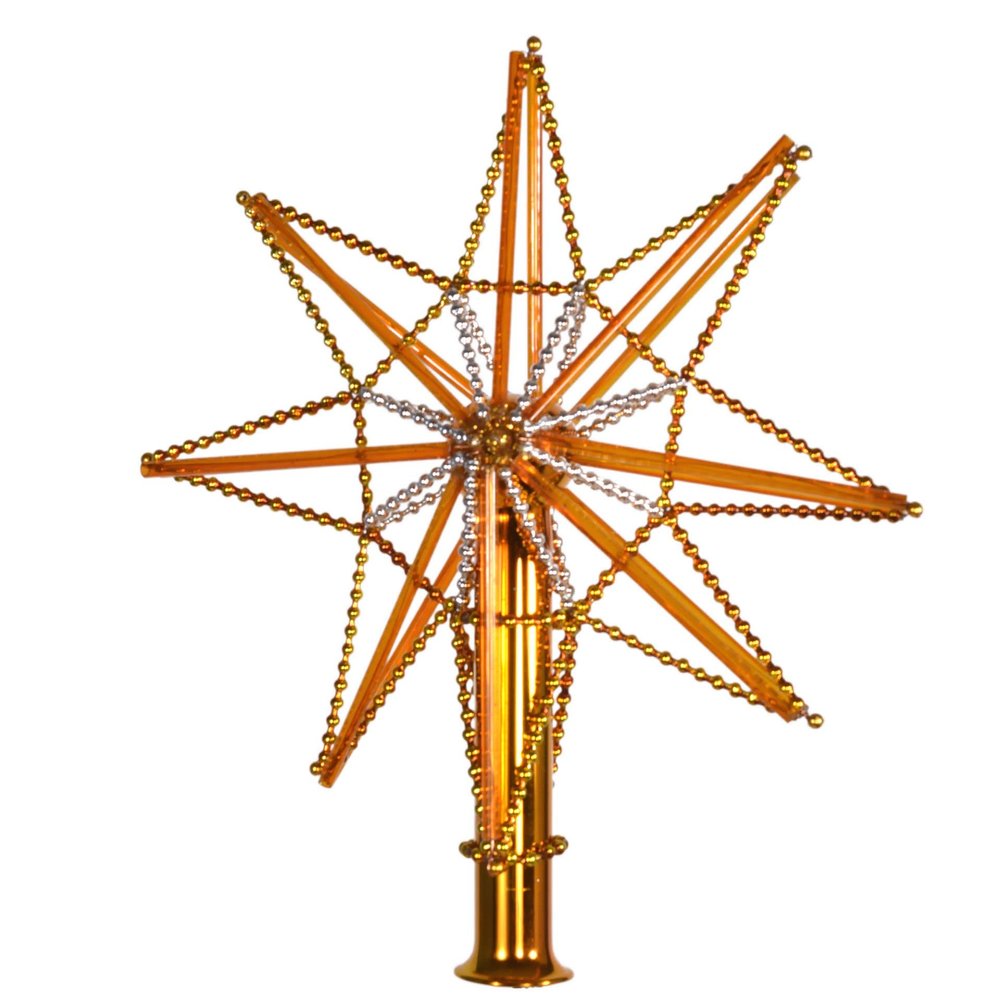 Hand Blown Glass Christmas Gold Star Tree Topper