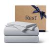 REST Evercool+ Cooling Sheet Set, Queen Size, Light Gray, Breathable Bed Sheets for Hot Sleeper and Night Sweats, with Pillowcases, with Ionic+ Self-Cleaning Silver Yarn for Sensitive Skin, 4PCS view 1