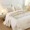 vctops 3 Piece Farmhouse Patchwork Quilt Set Oversized Queen, Elegant Floral Embroidered Cotton Quilted Bedspread Coverlet Lightweight Reversible Bedding Cover with 2 Pillow Sham (98x106 in) view 2
