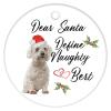 Christmas Ornament Dear Santa Define Naughty Holiday Present Pet Dog Lover Gift Funny Sayings Words Xmas Tree Decorations Flat Circle Ceramic Ornament 3 Inch view 4