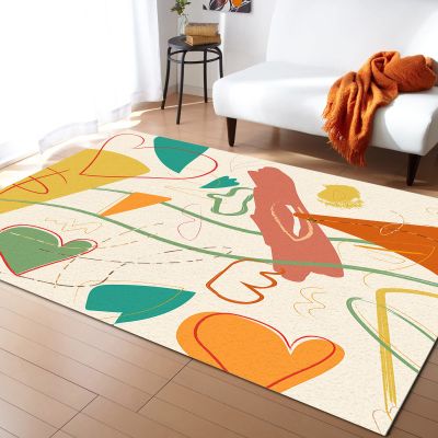 4x6ft Large Area Rugs for Living Room, Paint Graffiti Art Collection Area Runner Rugs Non Slip Bedroom Carpets Hallways Rug, Outdoor Indoor Nursery Rugs Dcor Orange Green