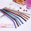 anso 4 Pcs Stainless Steel Metal Drinking Straw Reusable Straws + Cleaner Brush Kit (Gold,Bend) view 2