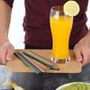 anso 4 Pcs Stainless Steel Metal Drinking Straw Reusable Straws + Cleaner Brush Kit (Gold,Bend) view 4