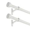 2 Pack Heavy Duty 1 Inch Diameter Single Curtain Rods 36-72 Adjustable Window Curtain Rod with Aluminum Alloy Cylindrical Cap Finials, Wall Mount and Ceiling Mount, Matte White view 1
