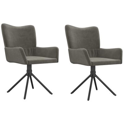 vidaXL Swivel Dining Chairs in Luxurious Dark Gray Velvet Modern and Stylish, Comfortable Foam-Filled Seat, Perfect for Elegant Dining and Living Spaces