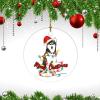 Dog Tangled in Lights Merry Christmas Dog Christmas Ornament Dog Quotes Holiday Present for Boys Girls Round Ceramic Christmas Decoration view 3