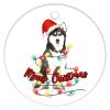 Dog Tangled in Lights Merry Christmas Dog Christmas Ornament Dog Quotes Holiday Present for Boys Girls Round Ceramic Christmas Decoration view 4