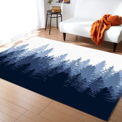 4x6ft Large Area Rugs for Living Room, Abstract Forest Blue Purple Collection Area Runner Rugs Non Slip Bedroom Carpets Hallways Rug, Outdoor Indoor Nursery Rugs Dcor Gradient Texture