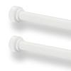 2 Pack Heavy Duty 1 Inch Diameter Single Curtain Rods 72-144 Adjustable Window Curtain Rod with Cylindrical Cap Finials, Wall Mount and Ceiling Mount, Matte White view 2