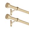 2 Pack Heavy Duty 1 Inch Diameter Single Curtain Rods 72-144 Adjustable Window Curtain Rod with Aluminum Alloy Cylindrical Cap Finials, Wall Mount and Ceiling Mount, Light Gold view 1