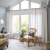 2 Pack Heavy Duty 1 Inch Diameter Single Curtain Rods 72-144 Adjustable Window Curtain Rod with Aluminum Alloy Cylindrical Cap Finials, Wall Mount and Ceiling Mount, Light Gold view 3