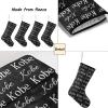 CUXWEOT Personalized Black Christmas Stockings Customize Name Candy Bag for Family Holiday Party Decorations Gift 17.52 x 7.87 Inch view 4