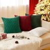 EMEMA Christmas Throw Pillow Covers Corduroy Decorative Soft Striped Square Cushion Covers Spring Pillowcases for Couch Sofa Bedroom Chair Car Green Pillow Covers 20x20 Pack of 2, Dark Green view 4