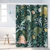 Umpoo Dino Themed Bathroom Shower Curtain Tropical Rainforest Green Dinosaur Leaves with Hooks Waterproof Fabric Polyester for Kids Bathtub Decorative, 72x72 Inch view 2