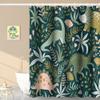 Umpoo Dino Themed Bathroom Shower Curtain Tropical Rainforest Green Dinosaur Leaves with Hooks Waterproof Fabric Polyester for Kids Bathtub Decorative, 72x72 Inch view 3
